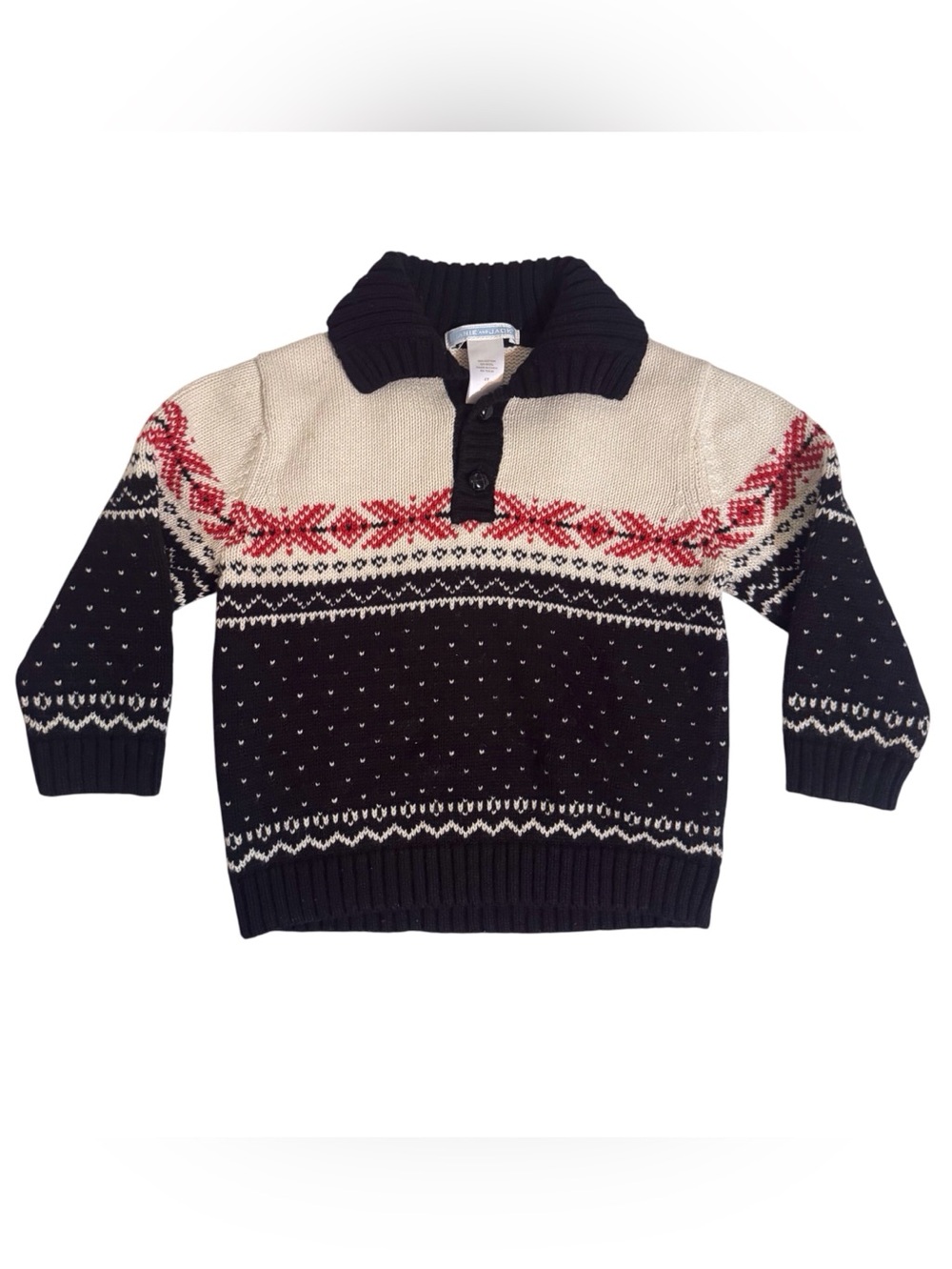 Janie & Jack Boys Size 2T Fair Isle Sweater Cotton Wool Long Sleeve Collared
